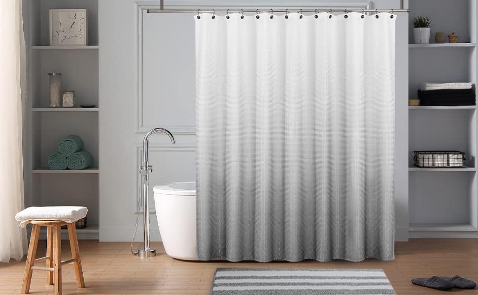 Ombre Grey Waffle Weave Shower Curtain