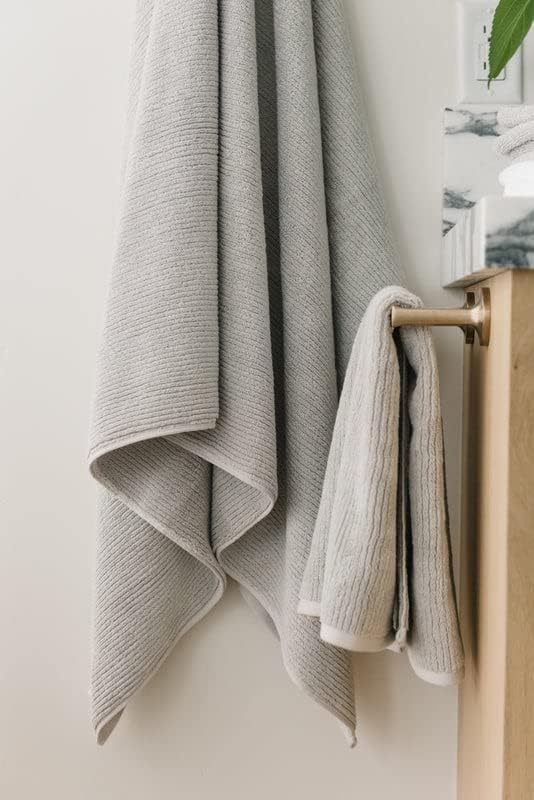 Light Grey Ribbed Bamboo Hand Towel Set