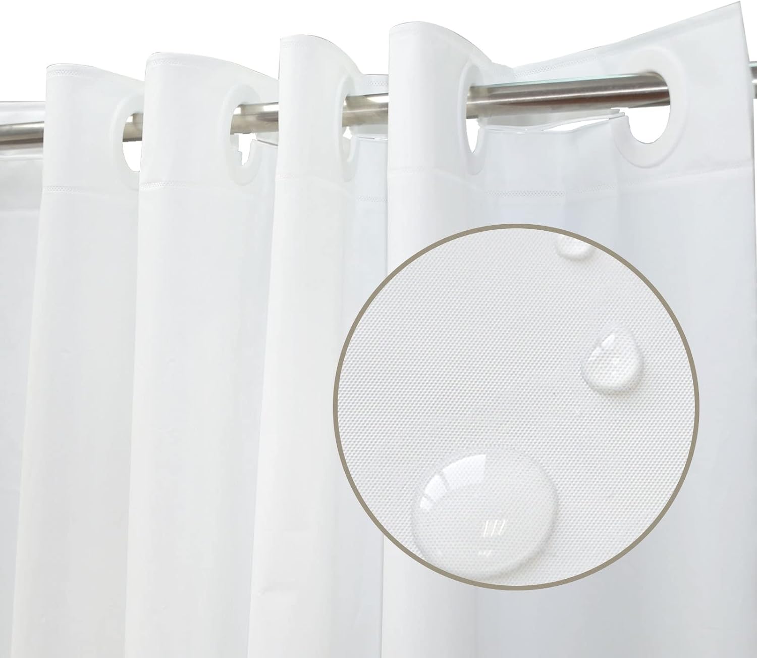 White Hook Free PEVA Shower Curtain Liner