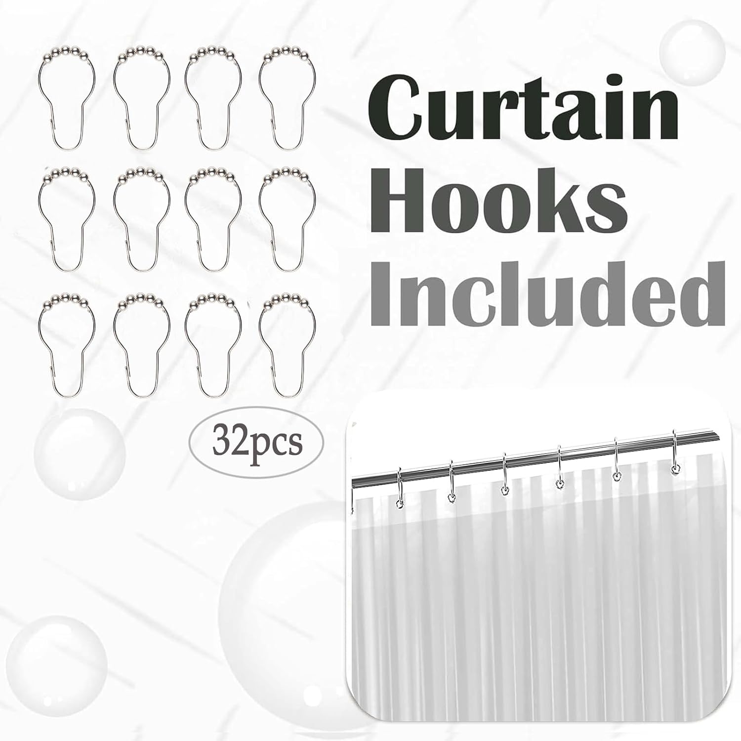 Extra Wide PEVA Clawfoot Tub Shower Curtain Set