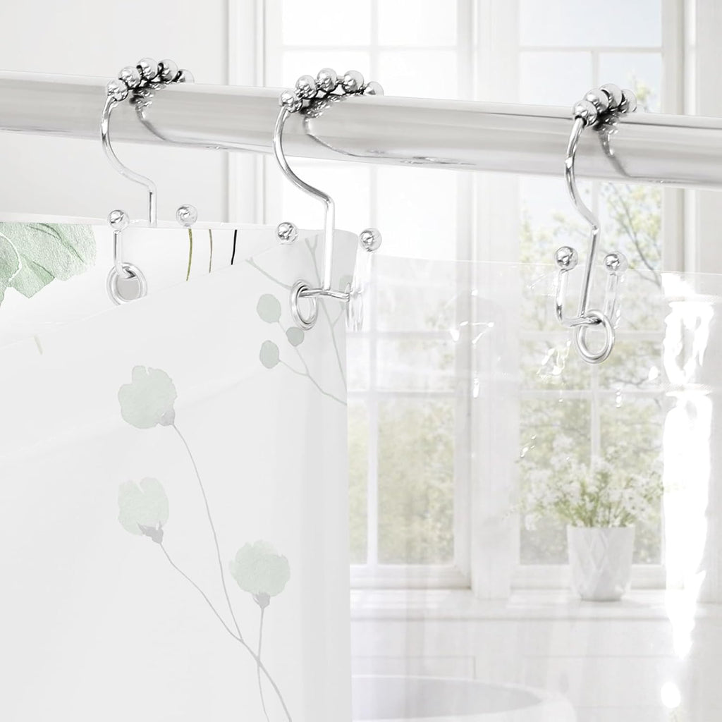Sage Green Floral Shower Curtain Set