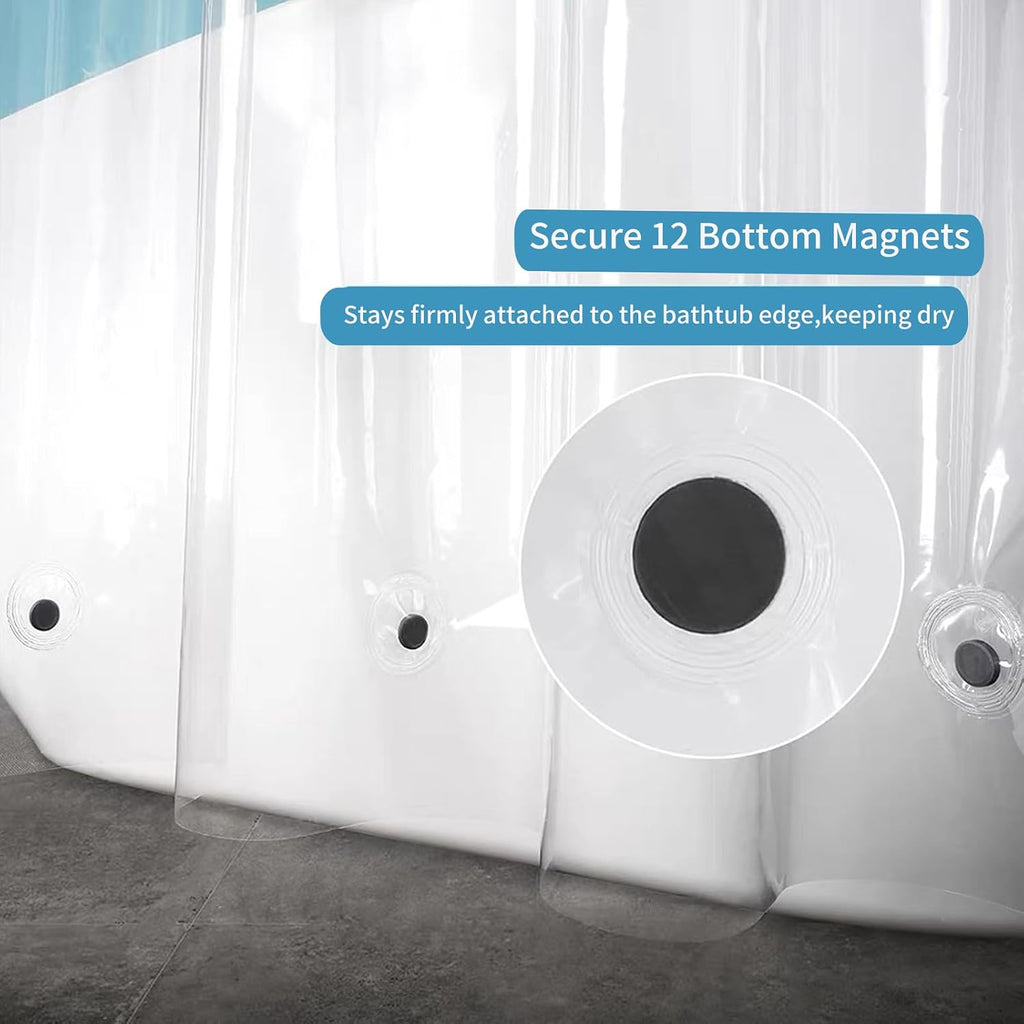 Extra Wide PEVA Clawfoot Tub Shower Curtain Set
