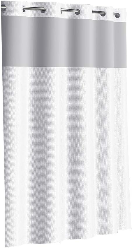 Bright White Hookless Fabric Shower Curtain Set