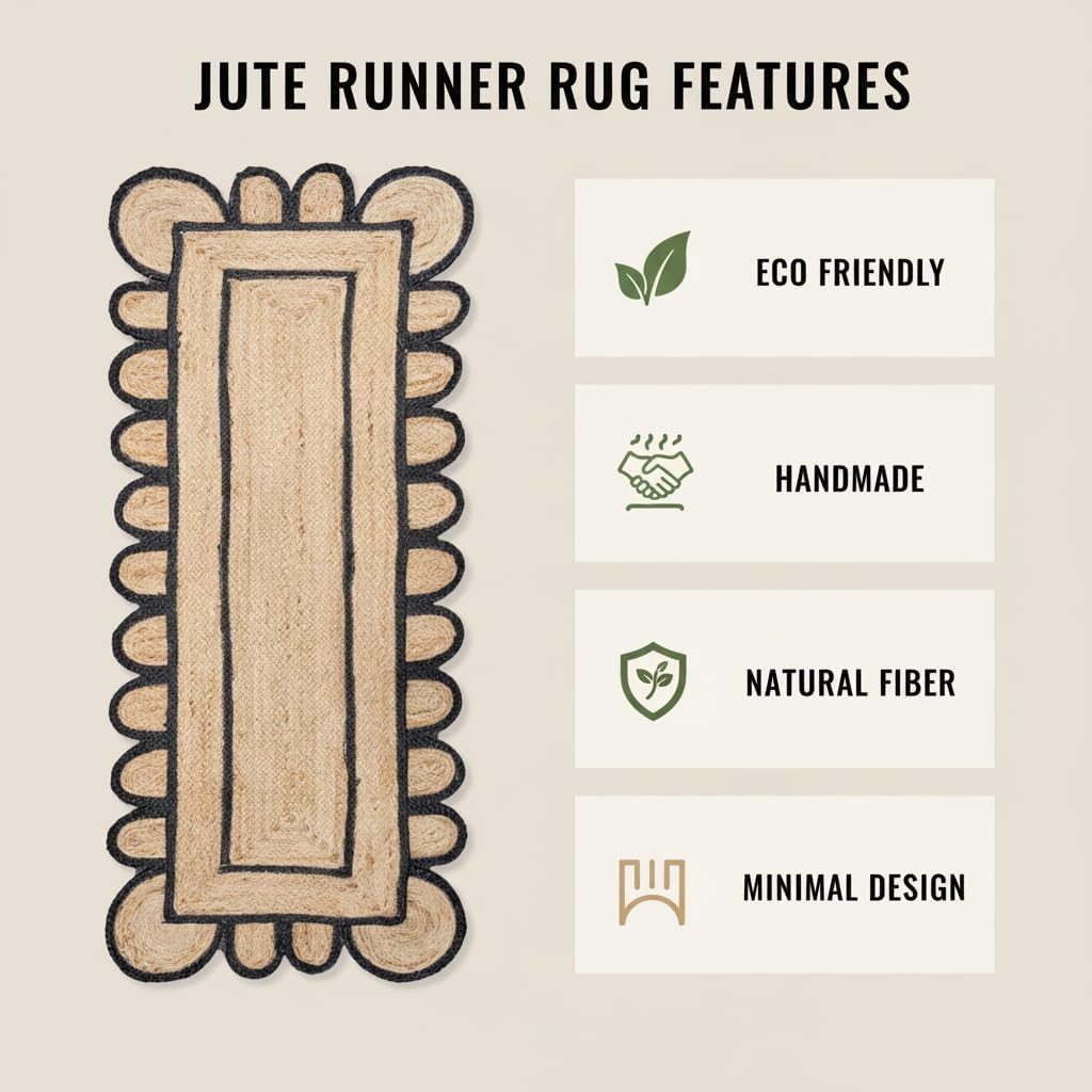 Scalloped Border Jute Runner Rug