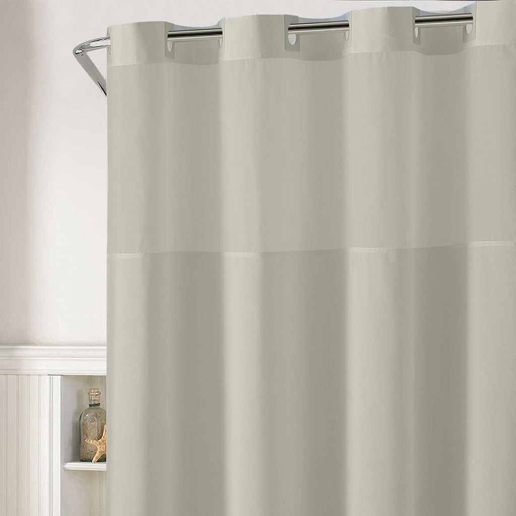 Plainweave Clay Hookless Shower Curtain Set