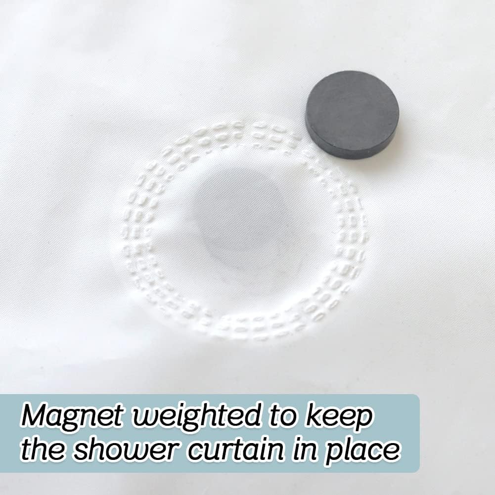 White Hook Free PEVA Shower Curtain Liner