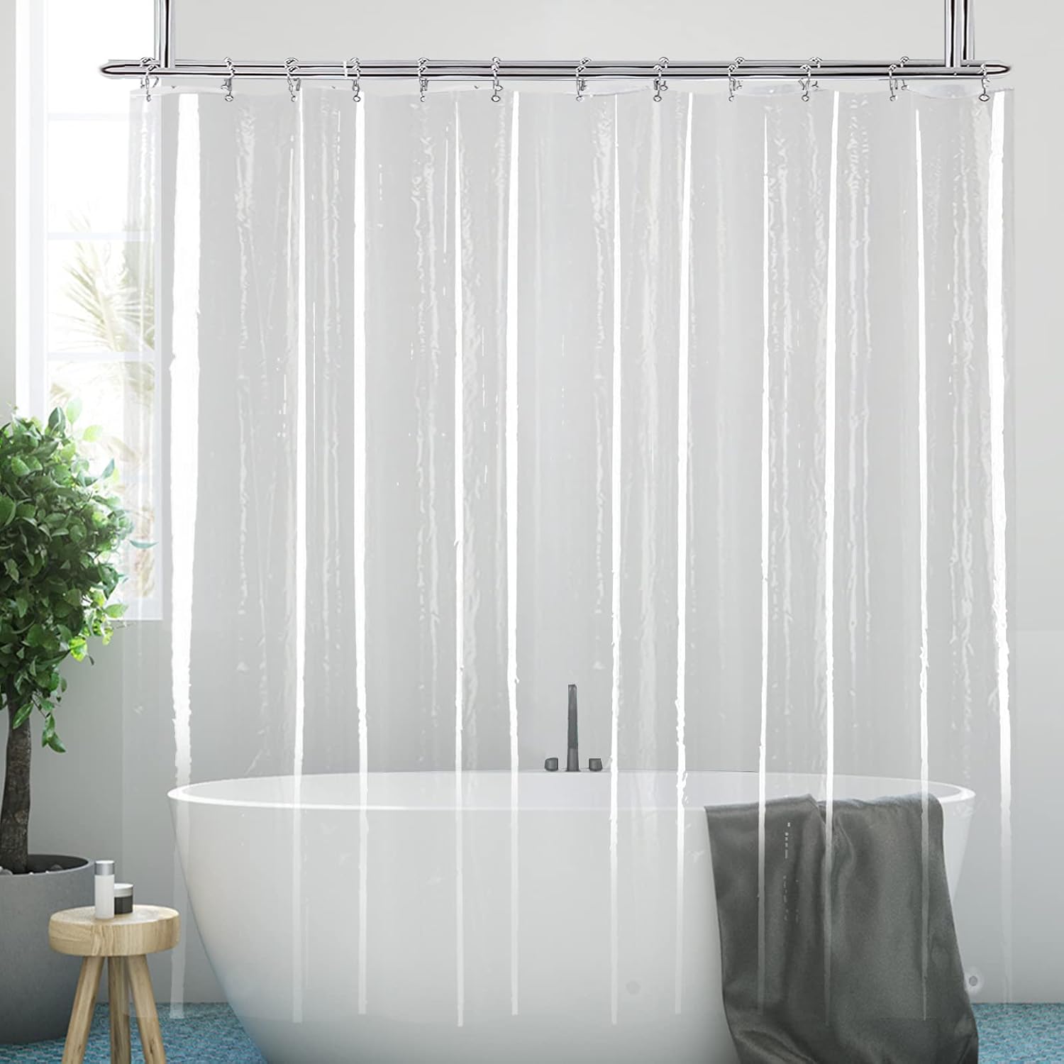 Clear PEVA Clawfoot Tub Shower Curtain