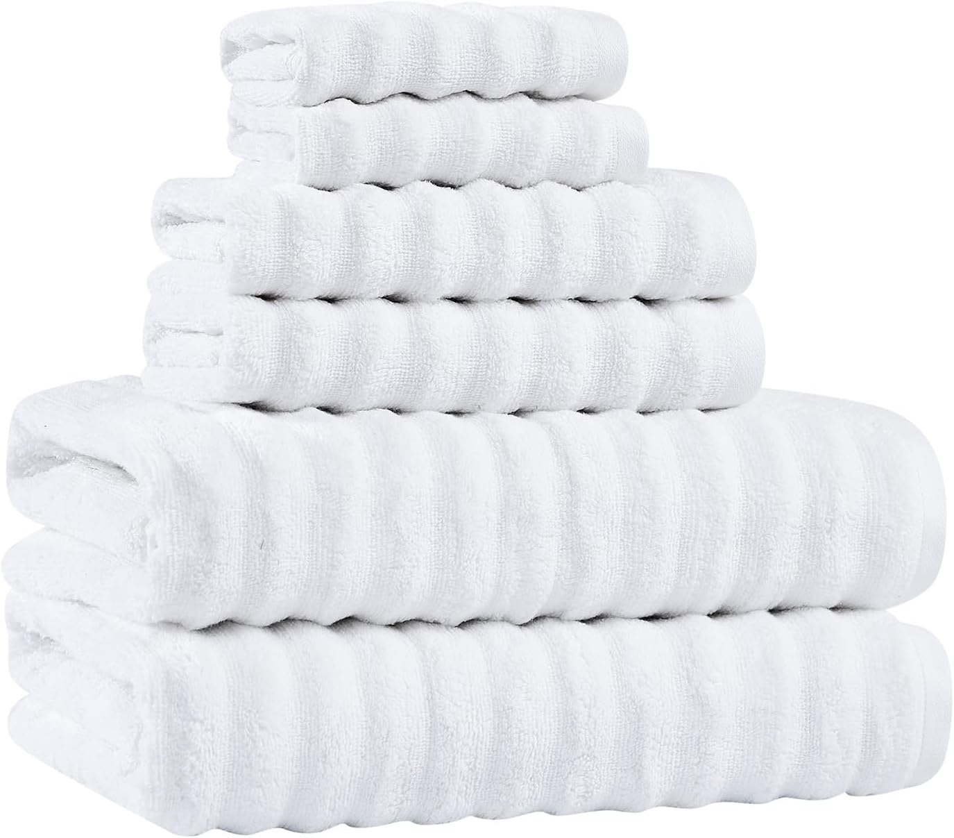 White Ribbed Cotton Towel Set
