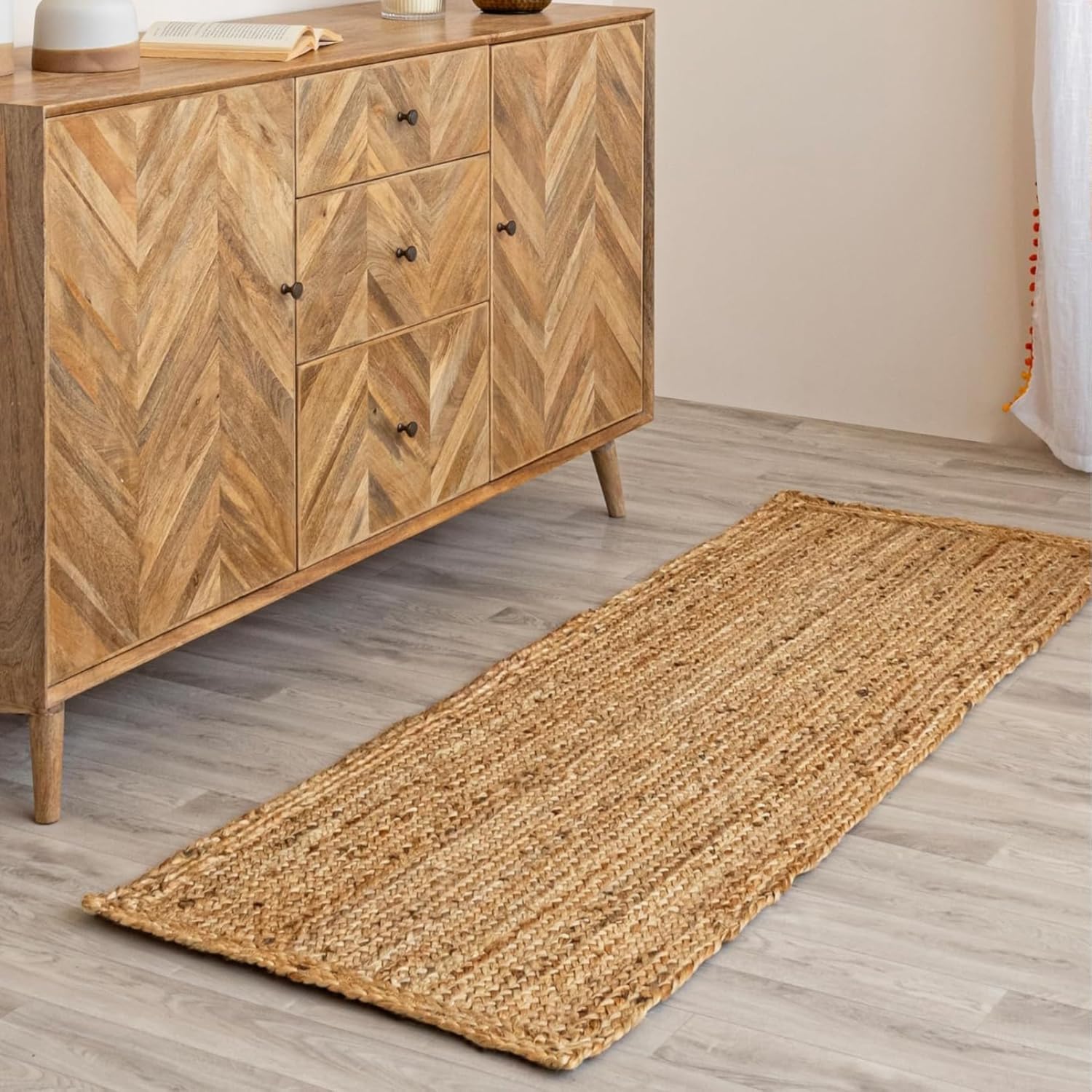 Braided Natural Jute Runner Rug