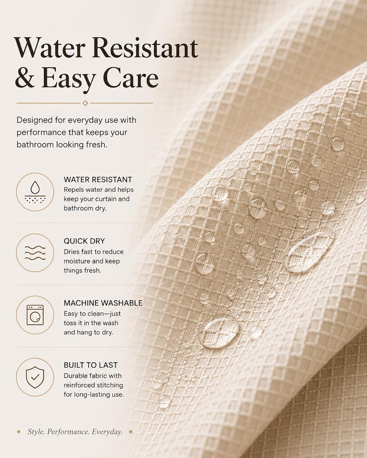 Waffle Weave Fabric Shower Curtain