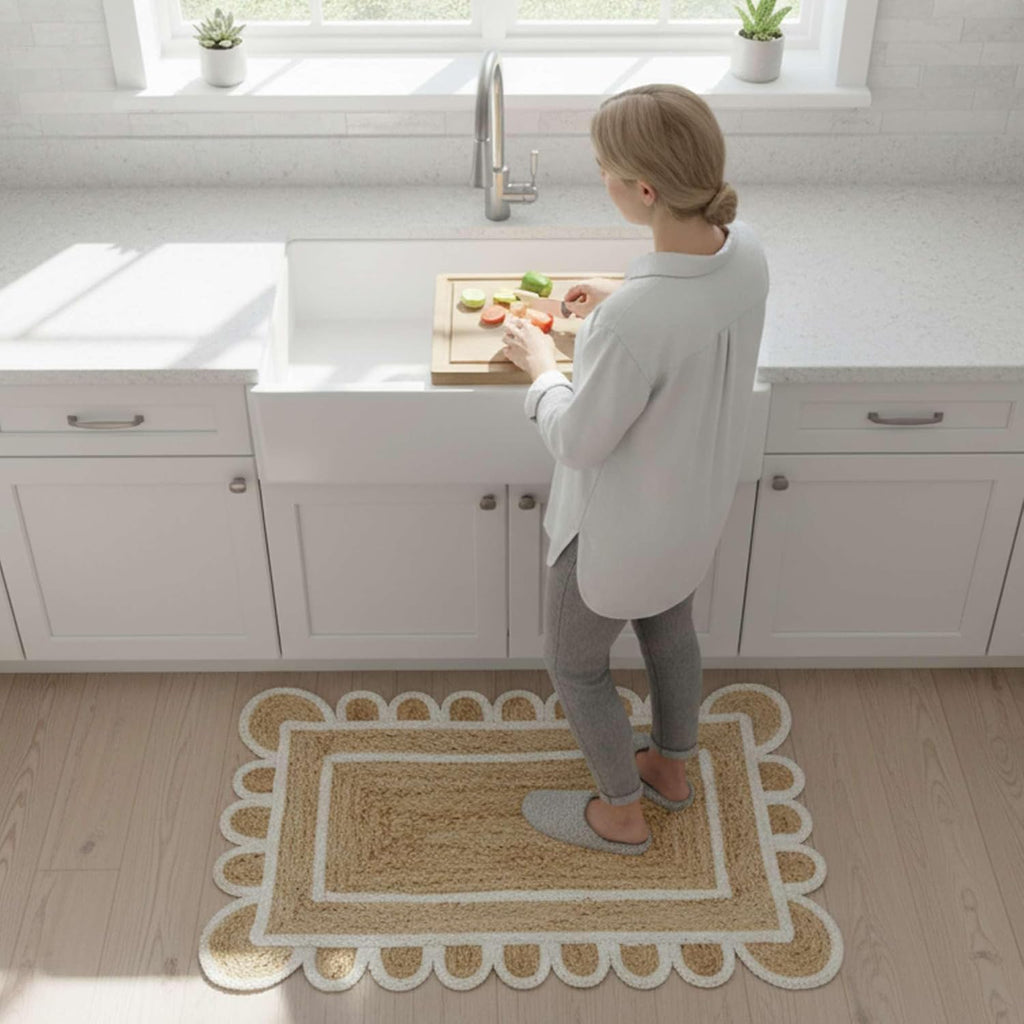 Scalloped Trim Natural Jute Door Mat