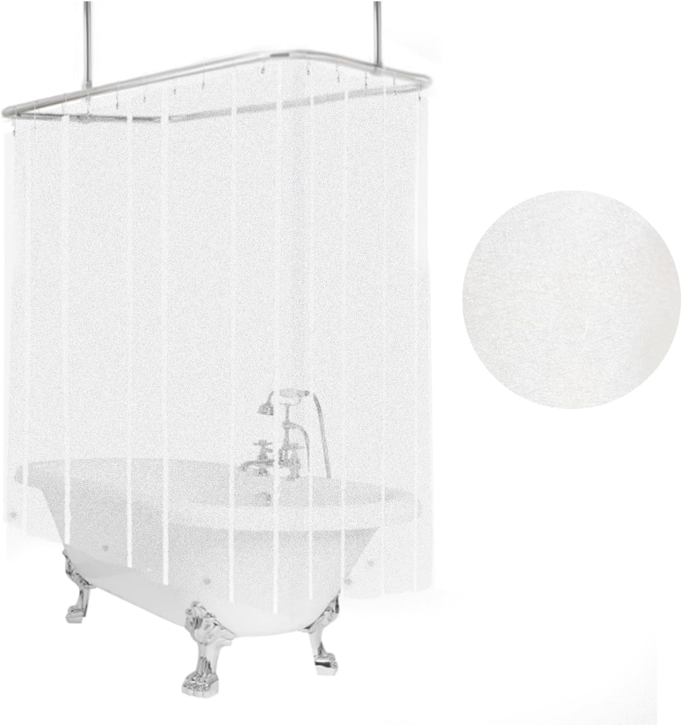 Frosted PEVA Clawfoot Tub Shower Curtain Set