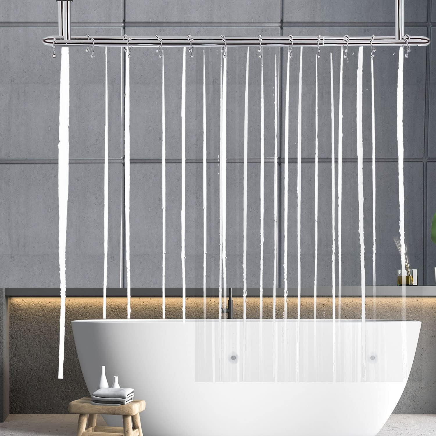 Clear PEVA Clawfoot Tub Shower Curtain