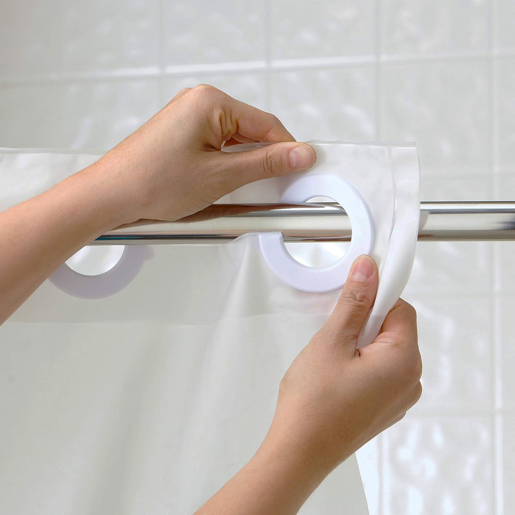 Bright White Hookless Fabric Shower Curtain Set