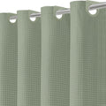 Waffle Weave Sage Green No Hook Shower Curtain Set