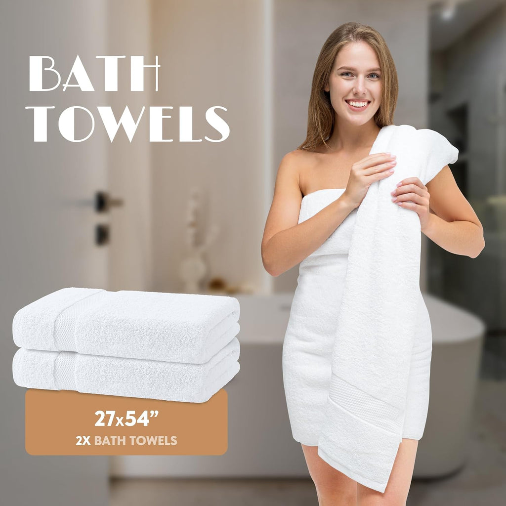 White 6-Piece Cotton Bath Towel Set