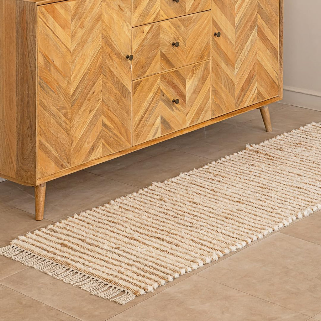 Hand Woven Cotton Jute Runner Rug