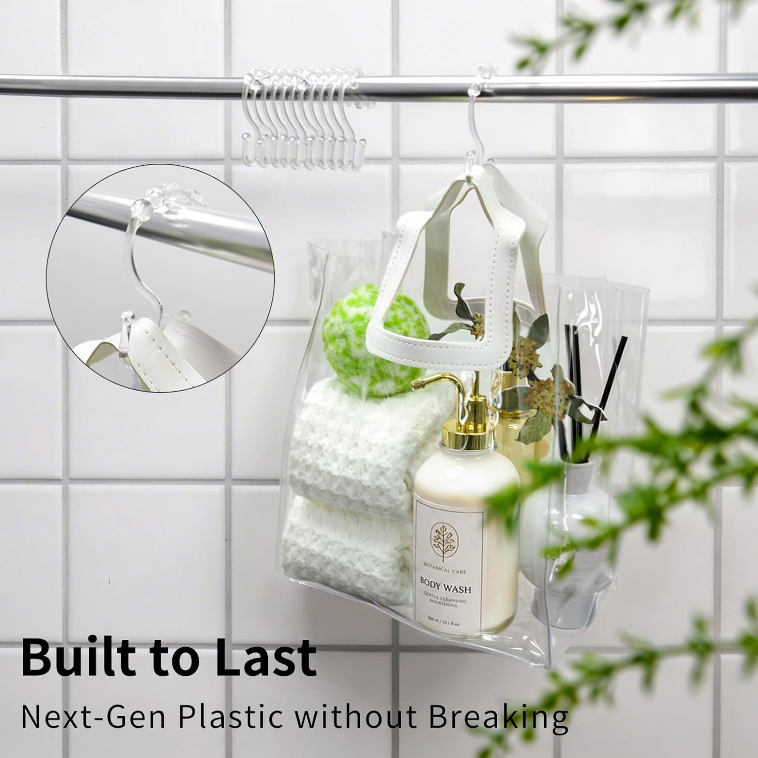 Waffle Grey Fabric Shower Curtain Set