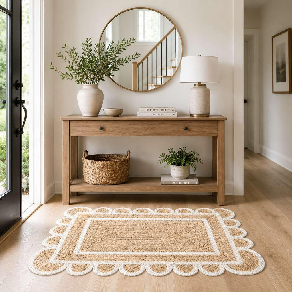 Scalloped Trim Natural Jute Door Mat