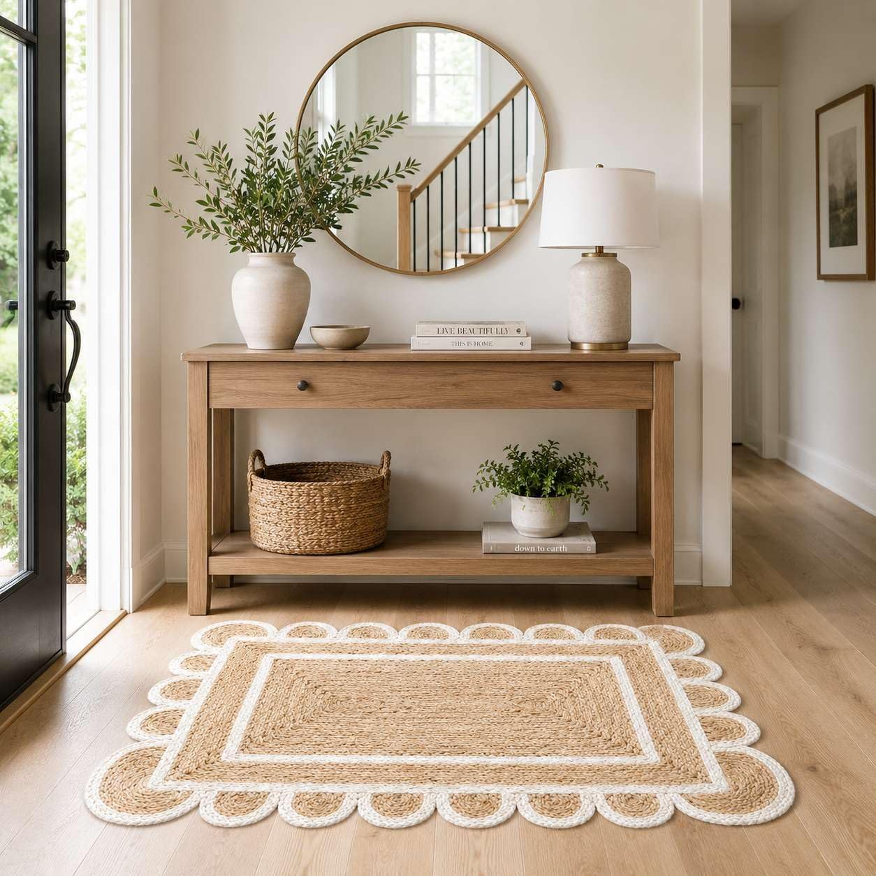 Scalloped Trim Natural Jute Door Mat