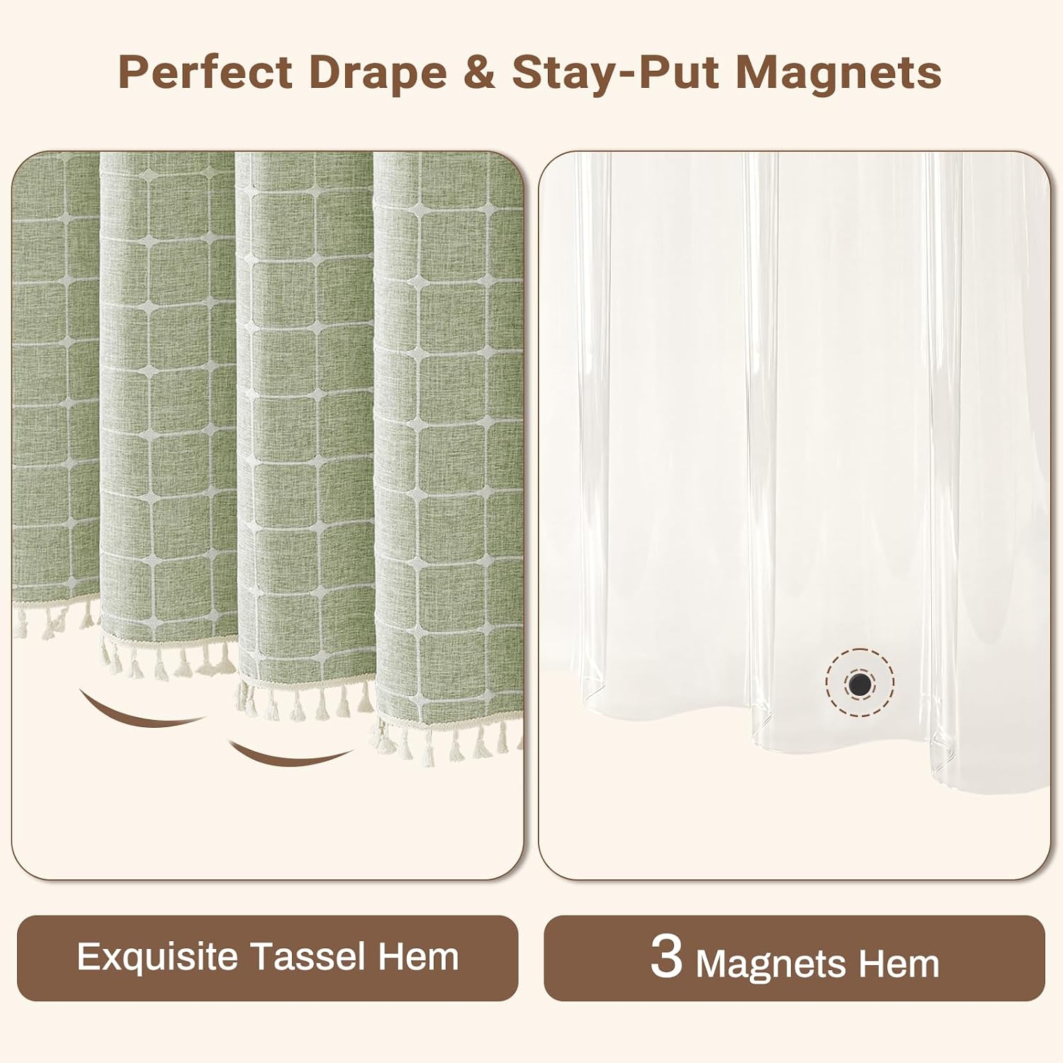 Sage Green Linen Shower Curtain Set