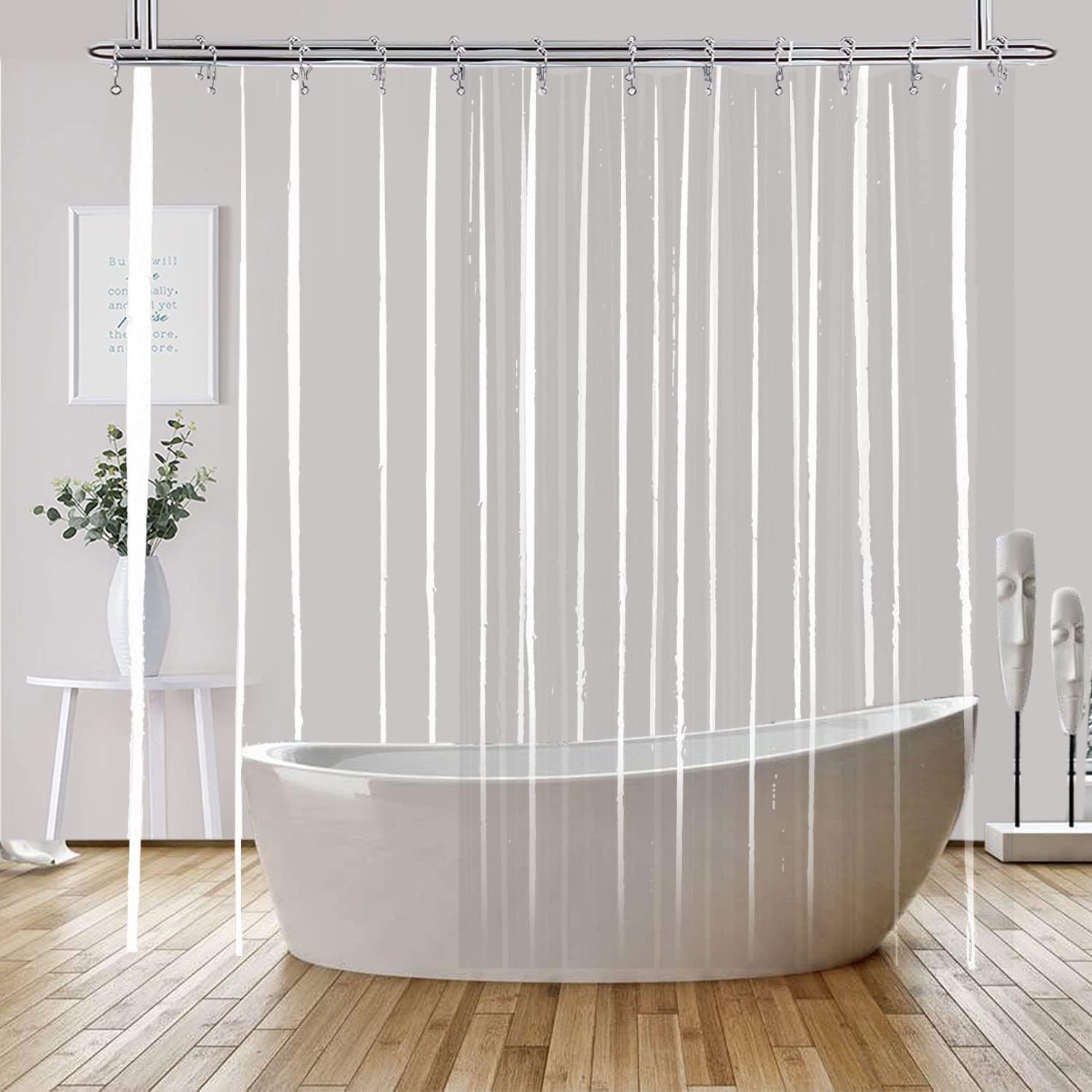 Clear PEVA Clawfoot Tub Shower Curtain
