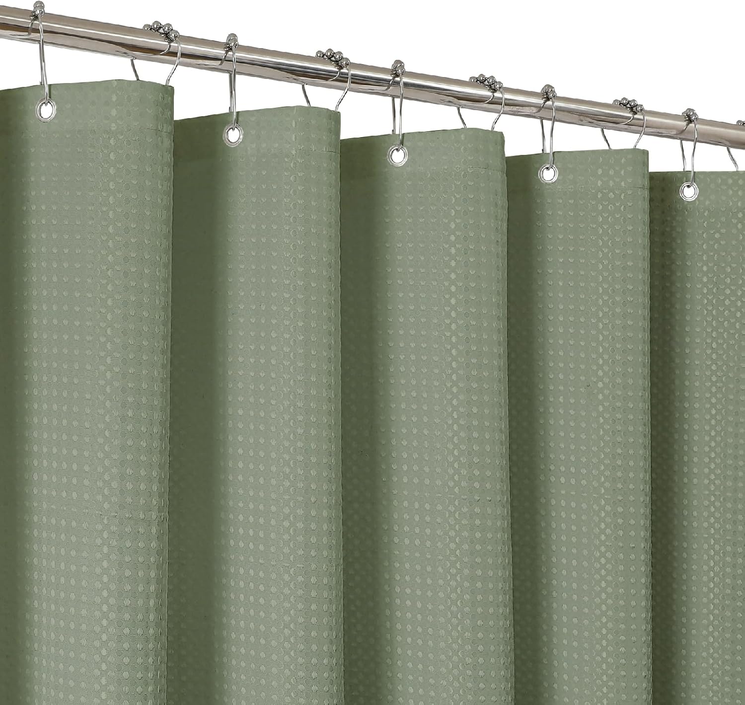 Waffle Weave Sage Green Shower Curtain