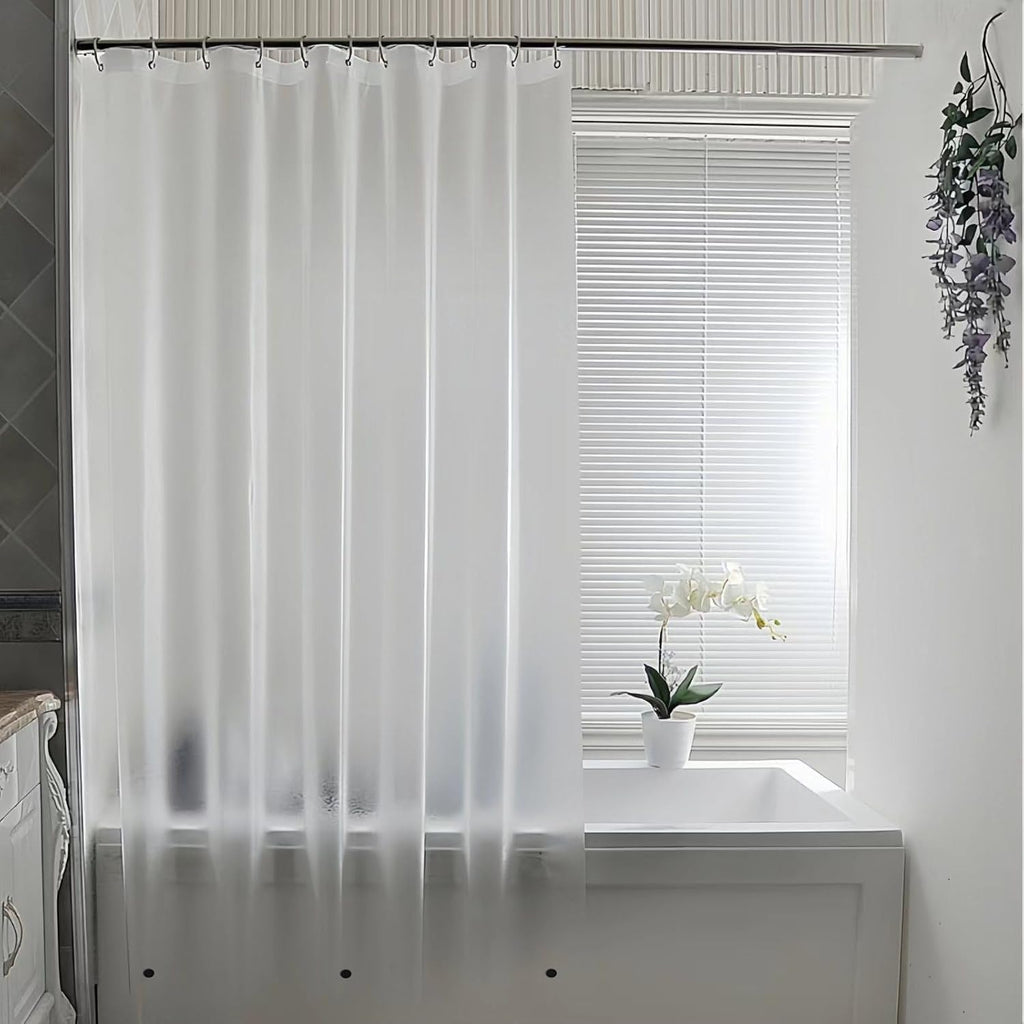 Frosted PEVA Clawfoot Tub Shower Curtain Set