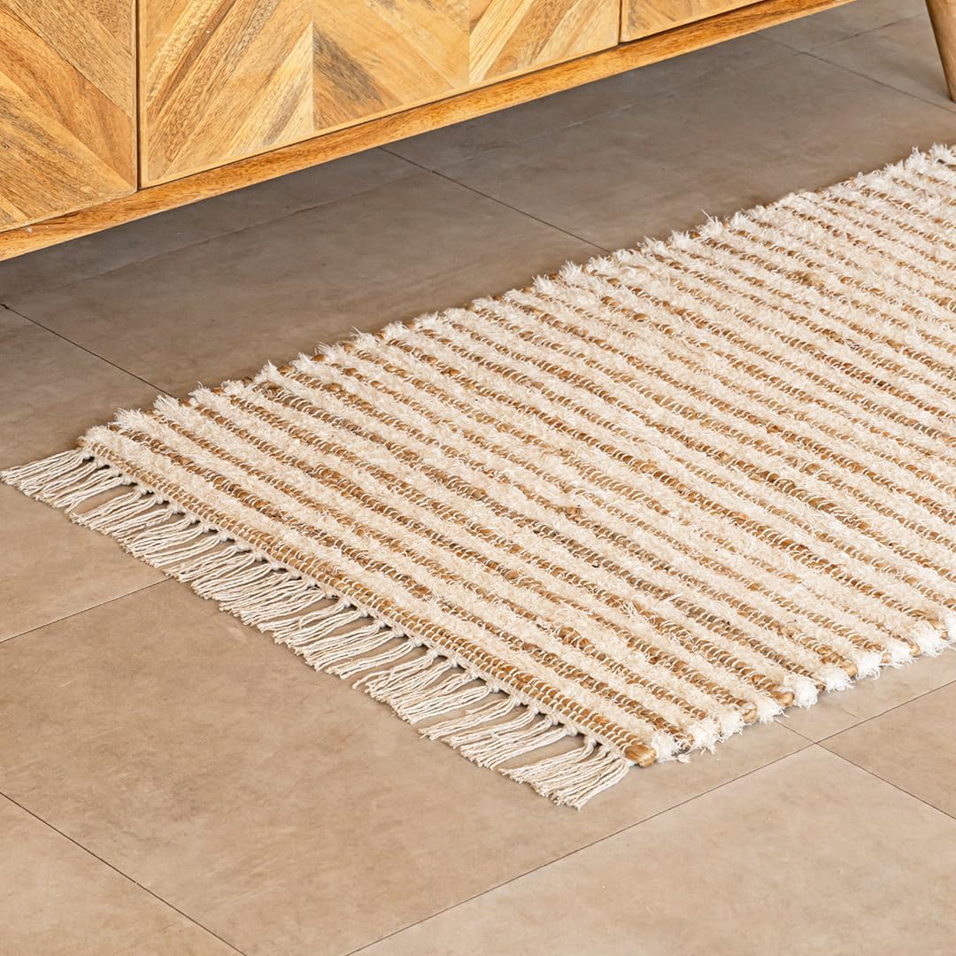 Hand Woven Cotton Jute Runner Rug