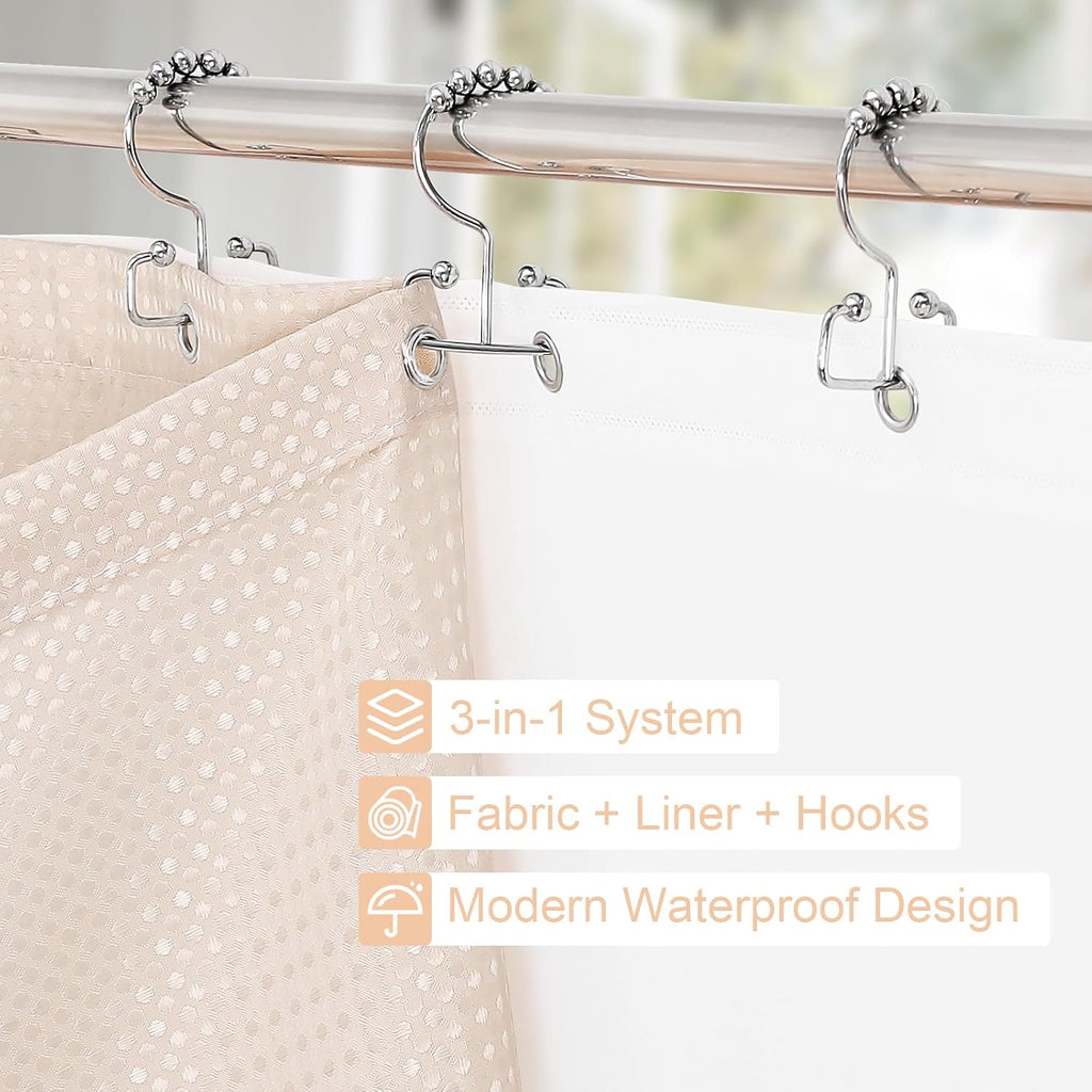 Blush Pink Fabric Shower Curtain Set