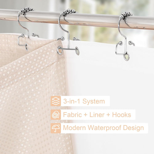 Blush Pink Fabric Shower Curtain Set