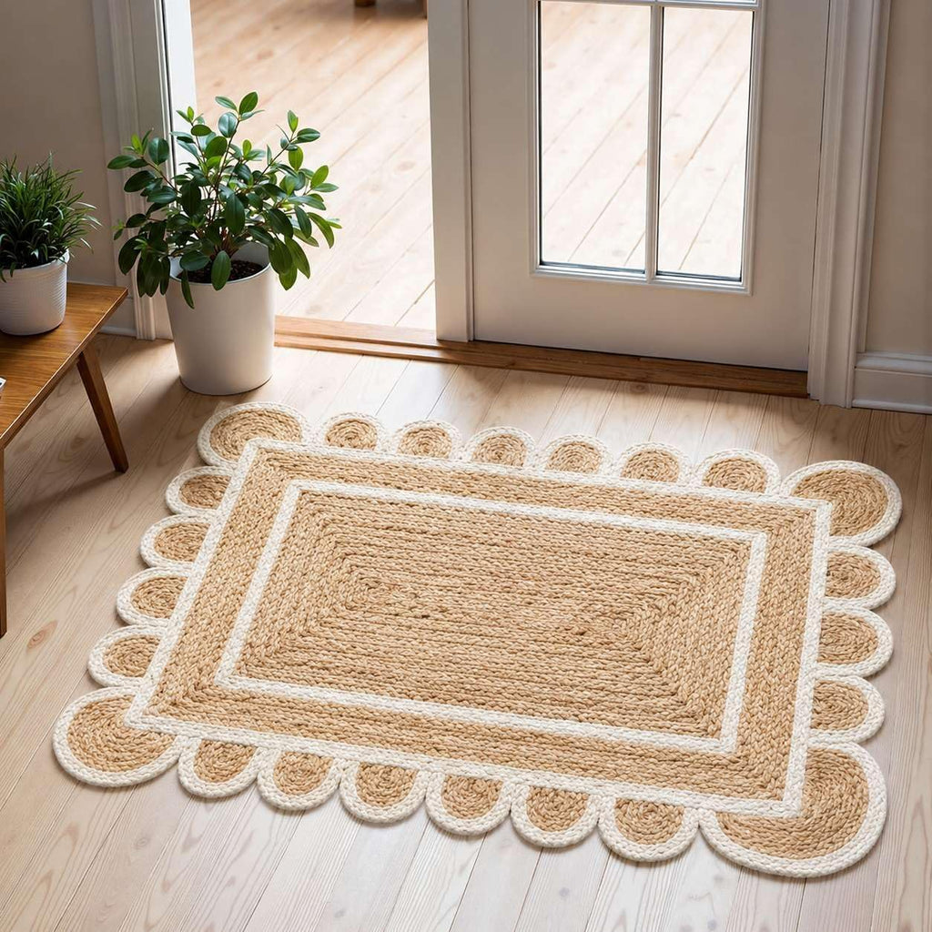 Scalloped Trim Natural Jute Door Mat