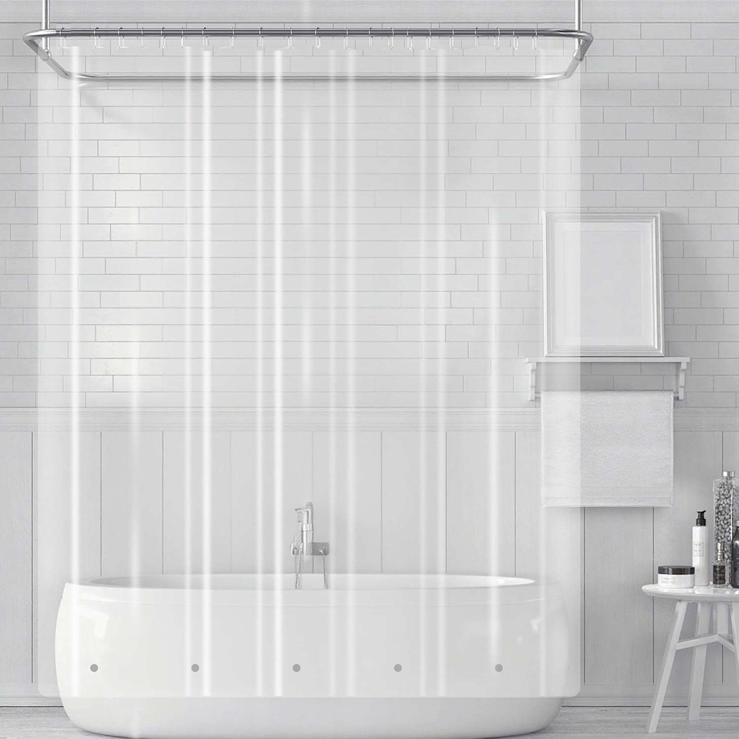 Extra Wide PEVA Clawfoot Tub Shower Curtain Set