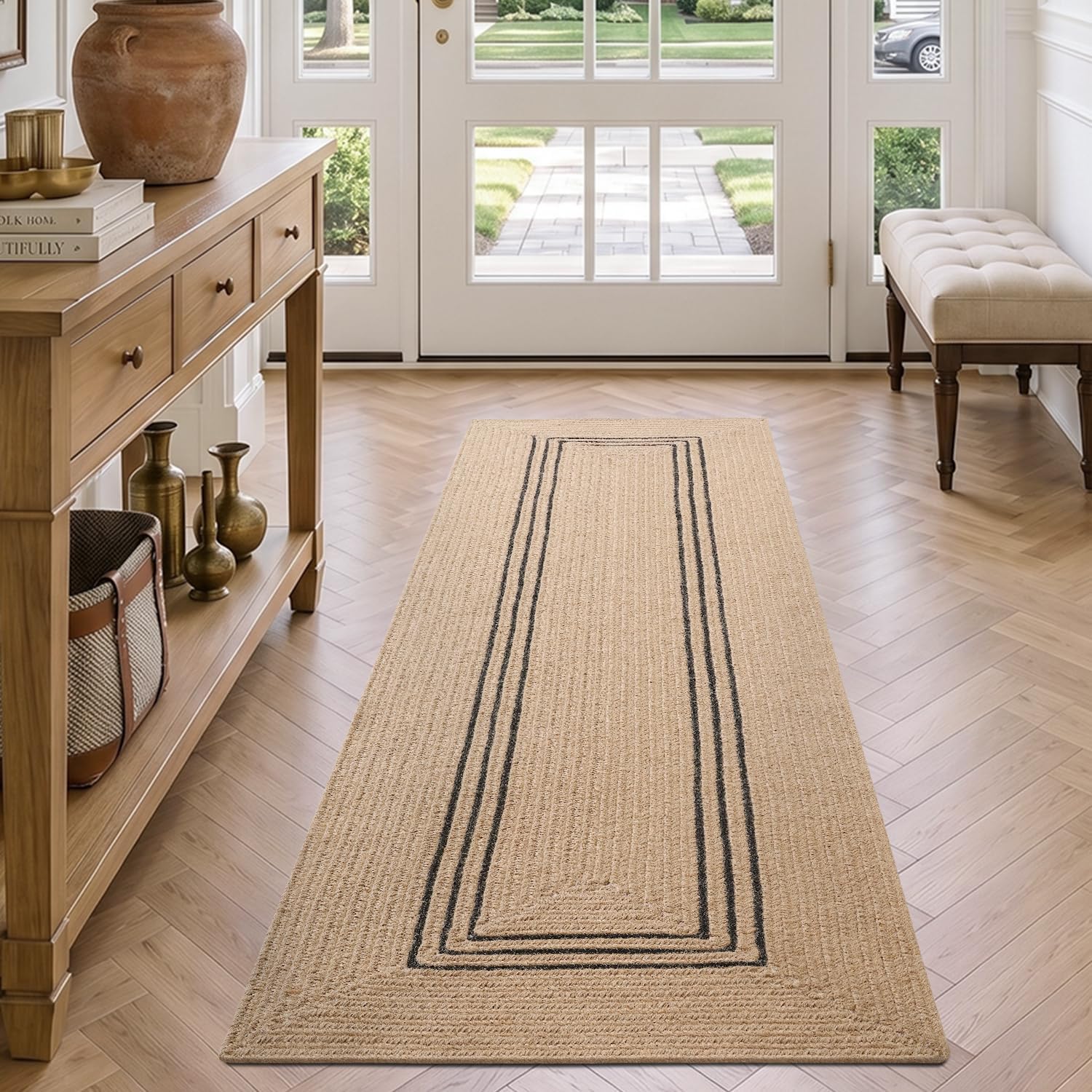 Braided Natural Jute Runner Rug