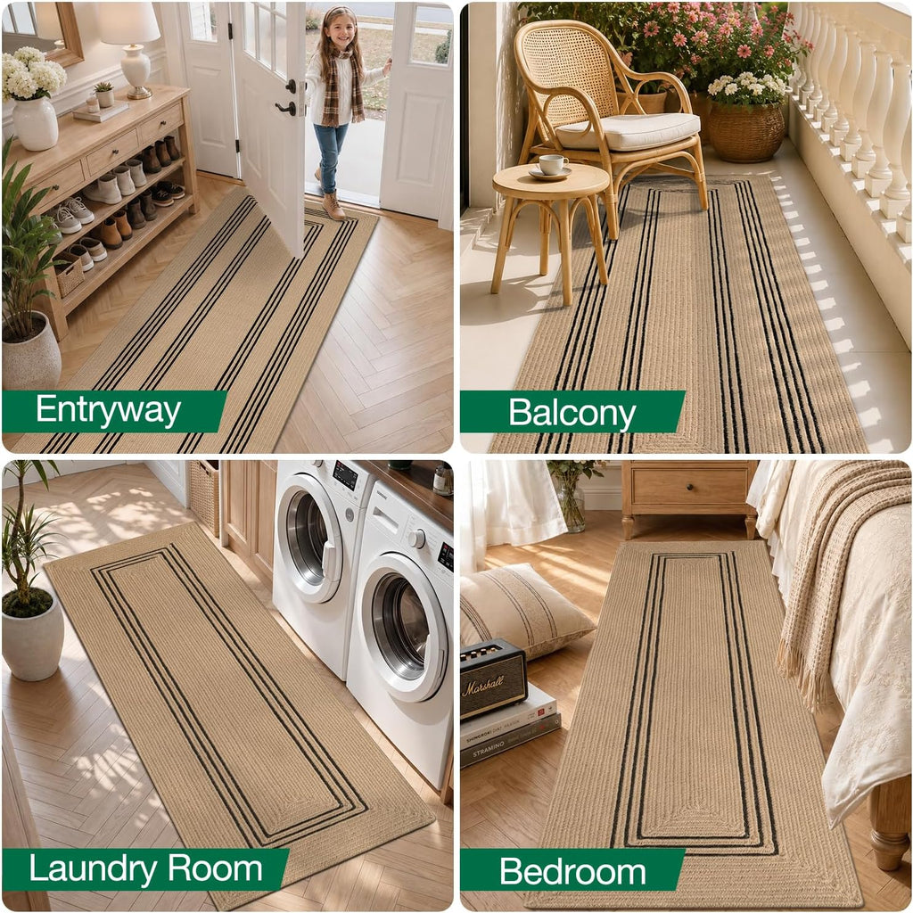 Braided Natural Jute Runner Rug