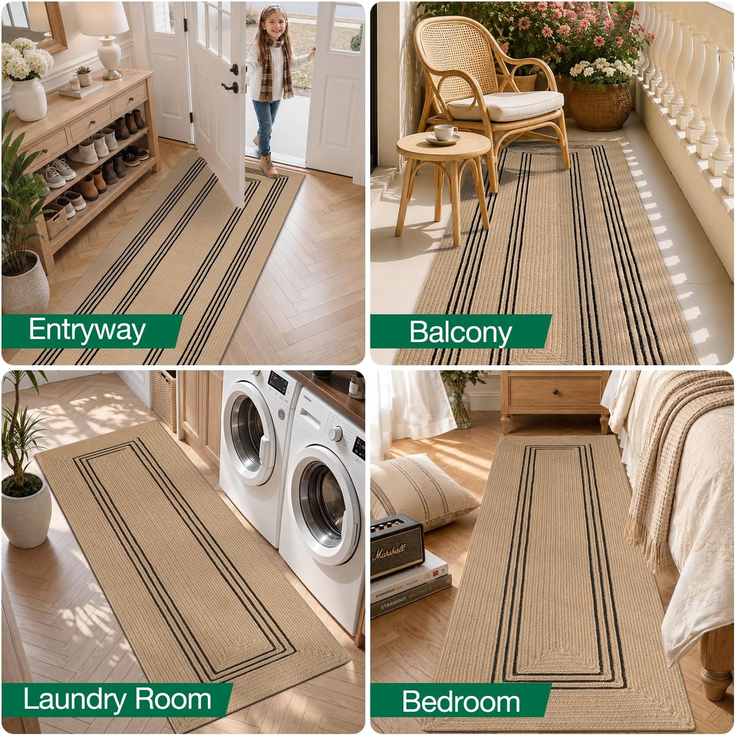Braided Natural Jute Runner Rug