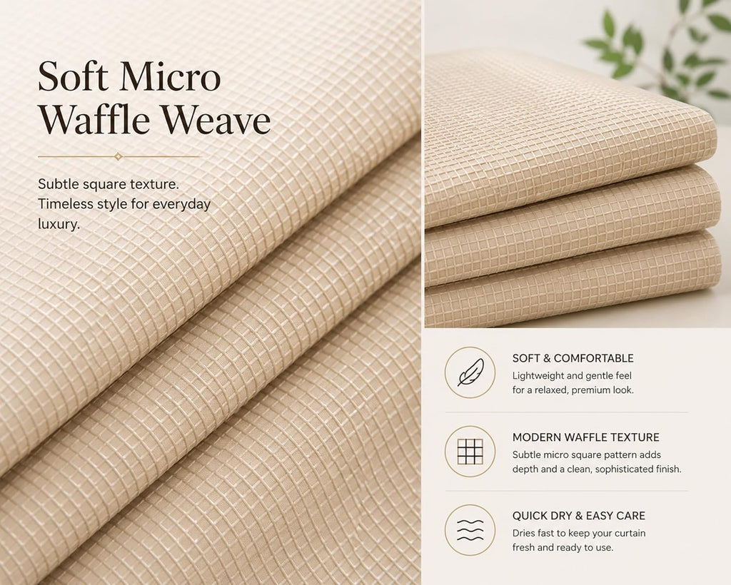 Waffle Weave Fabric Shower Curtain