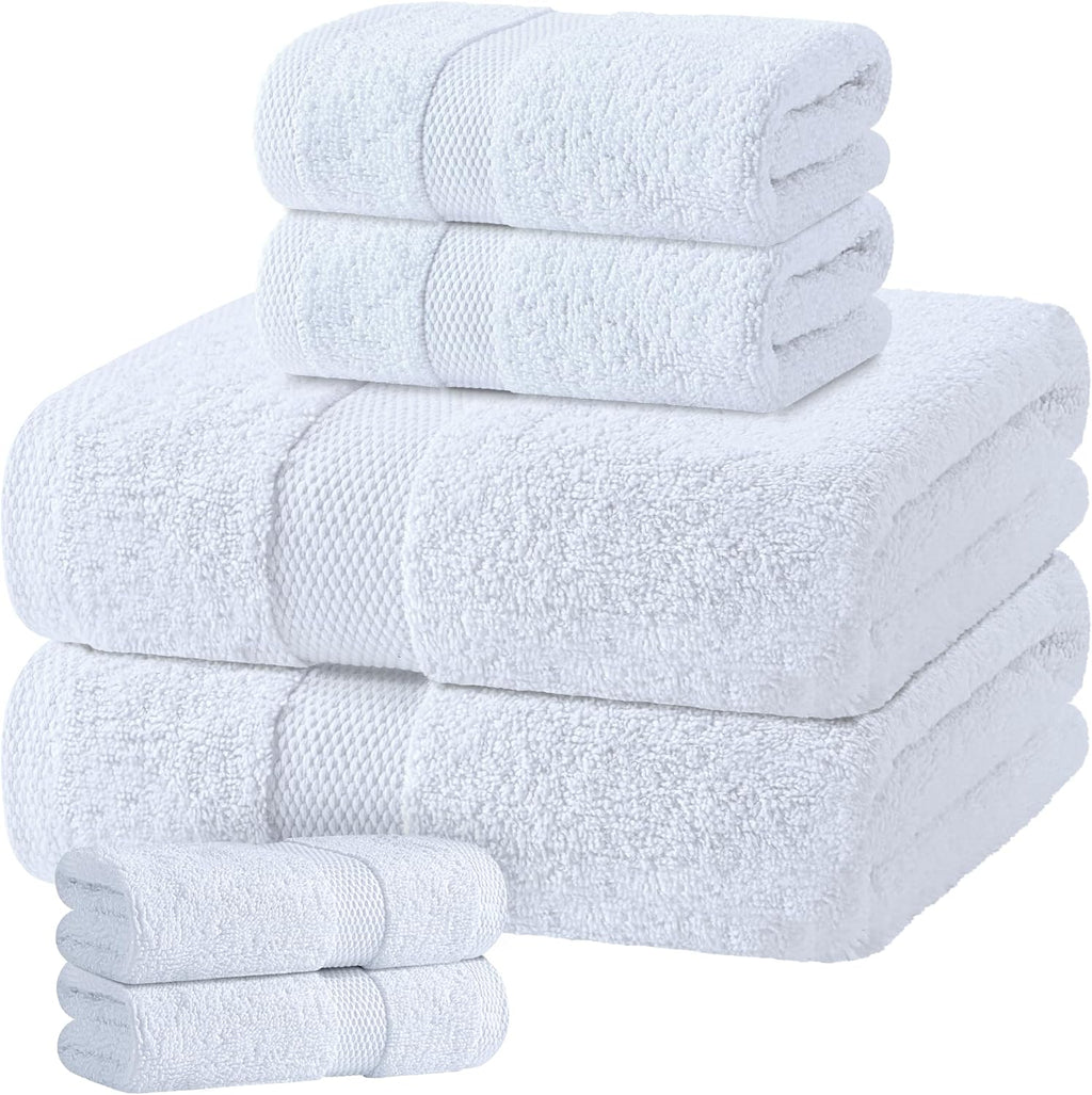 White 6-Piece Cotton Bath Towel Set