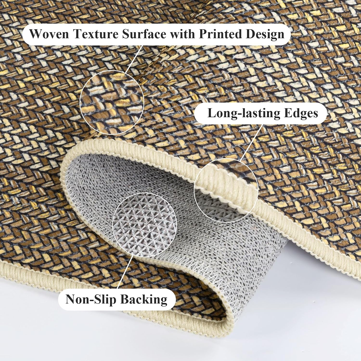 Border Faux Braided Faux Jute Kitchen Rug Set