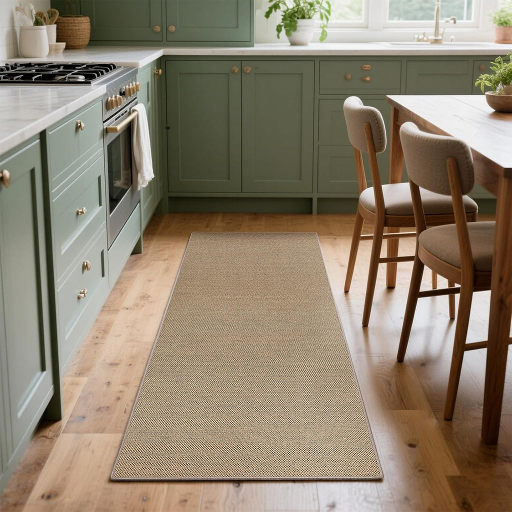 Woven Texture Brown Faux Jute Runner Rug
