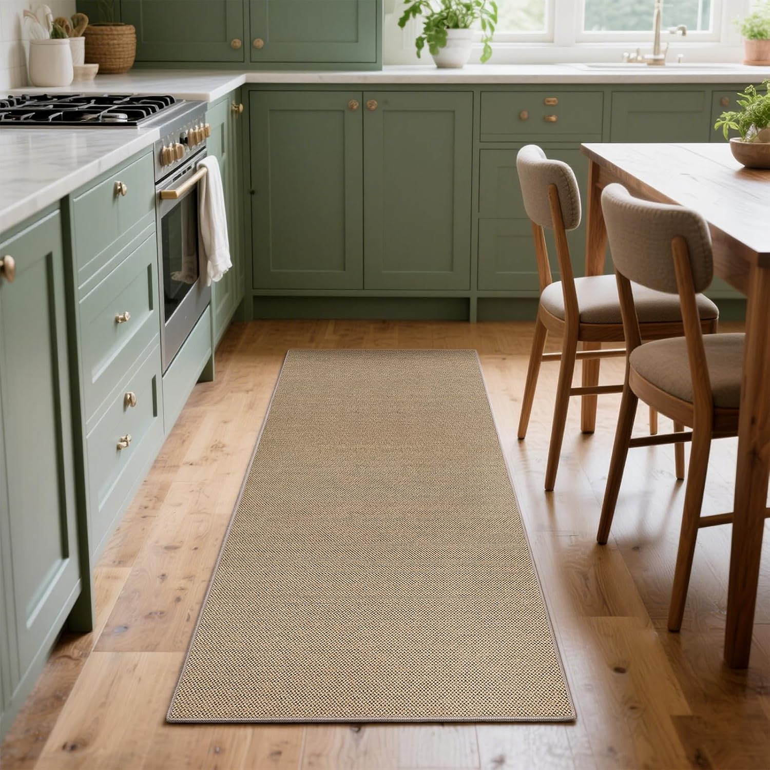 Woven Texture Brown Faux Jute Runner Rug