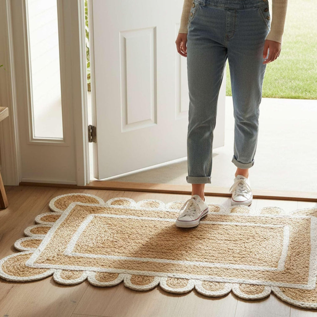 Scalloped Trim Natural Jute Door Mat