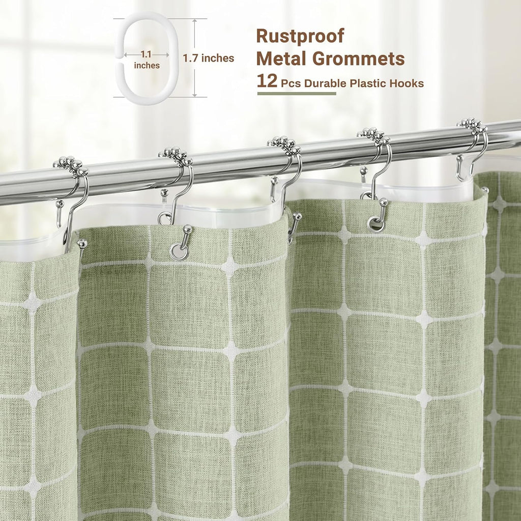 Sage Green Linen Shower Curtain Set