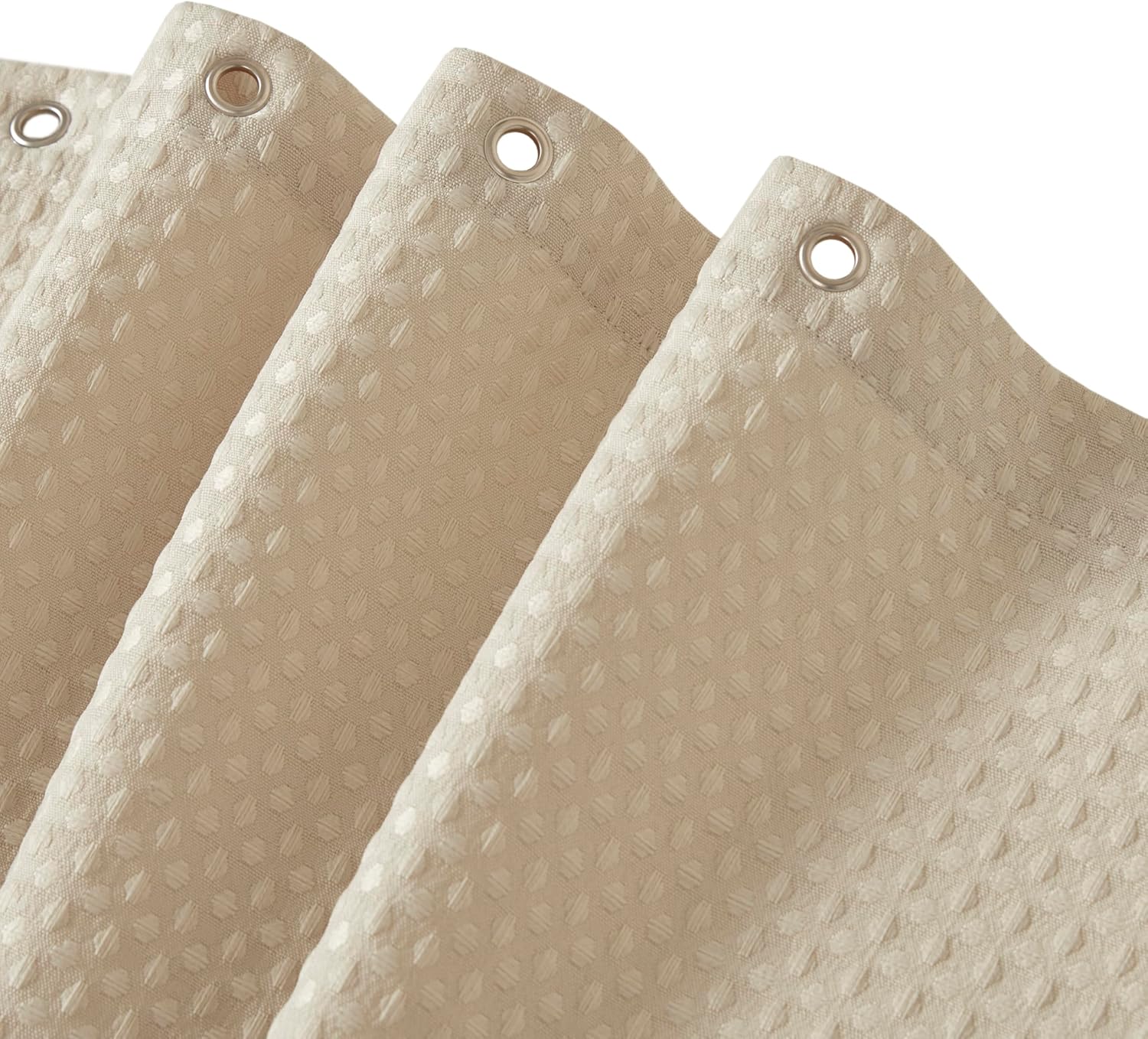 Waffle Weave Beige Fabric Shower Curtain