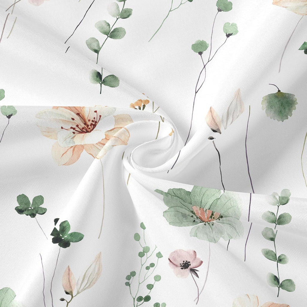 Sage Green Floral Shower Curtain Set