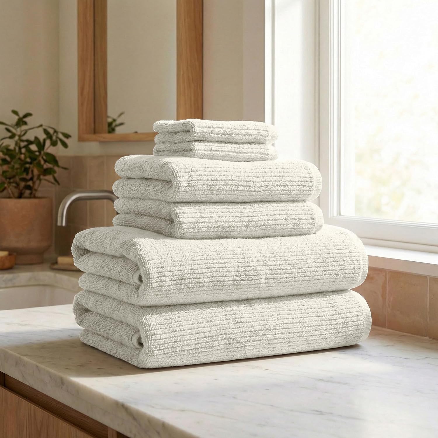 Cream Zero Twist Turkish Cotton Towel Set
