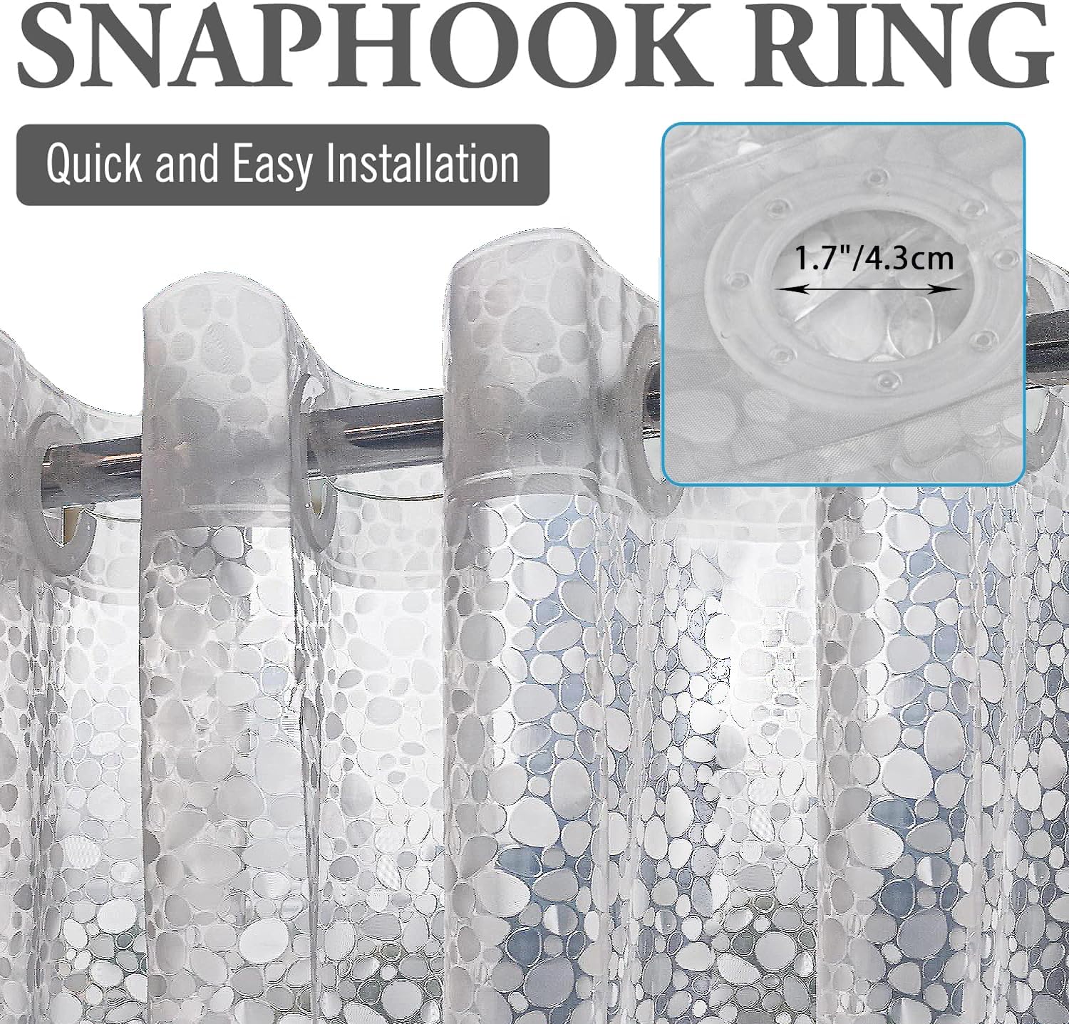 Soft Stone Hookless PEVA Shower Curtain Liner