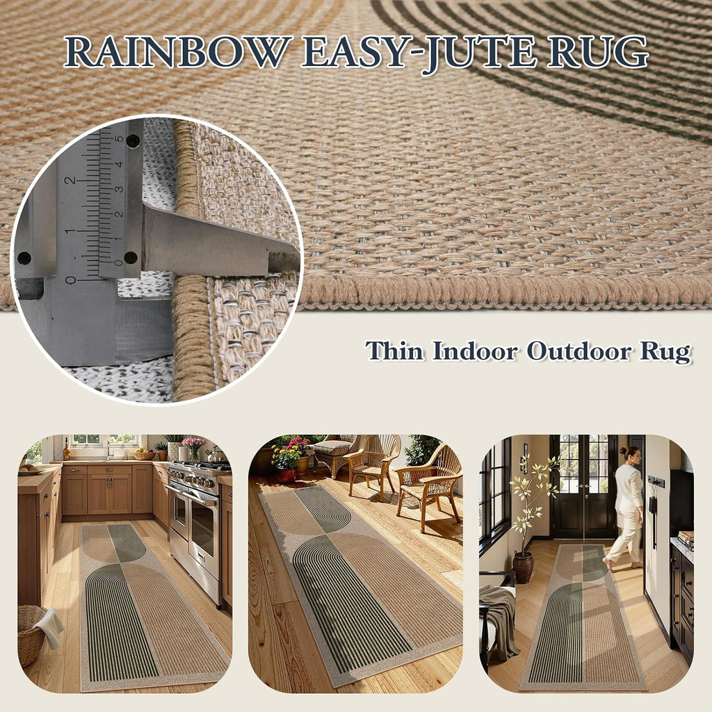Rainbow Pattern Jute Runner Rug