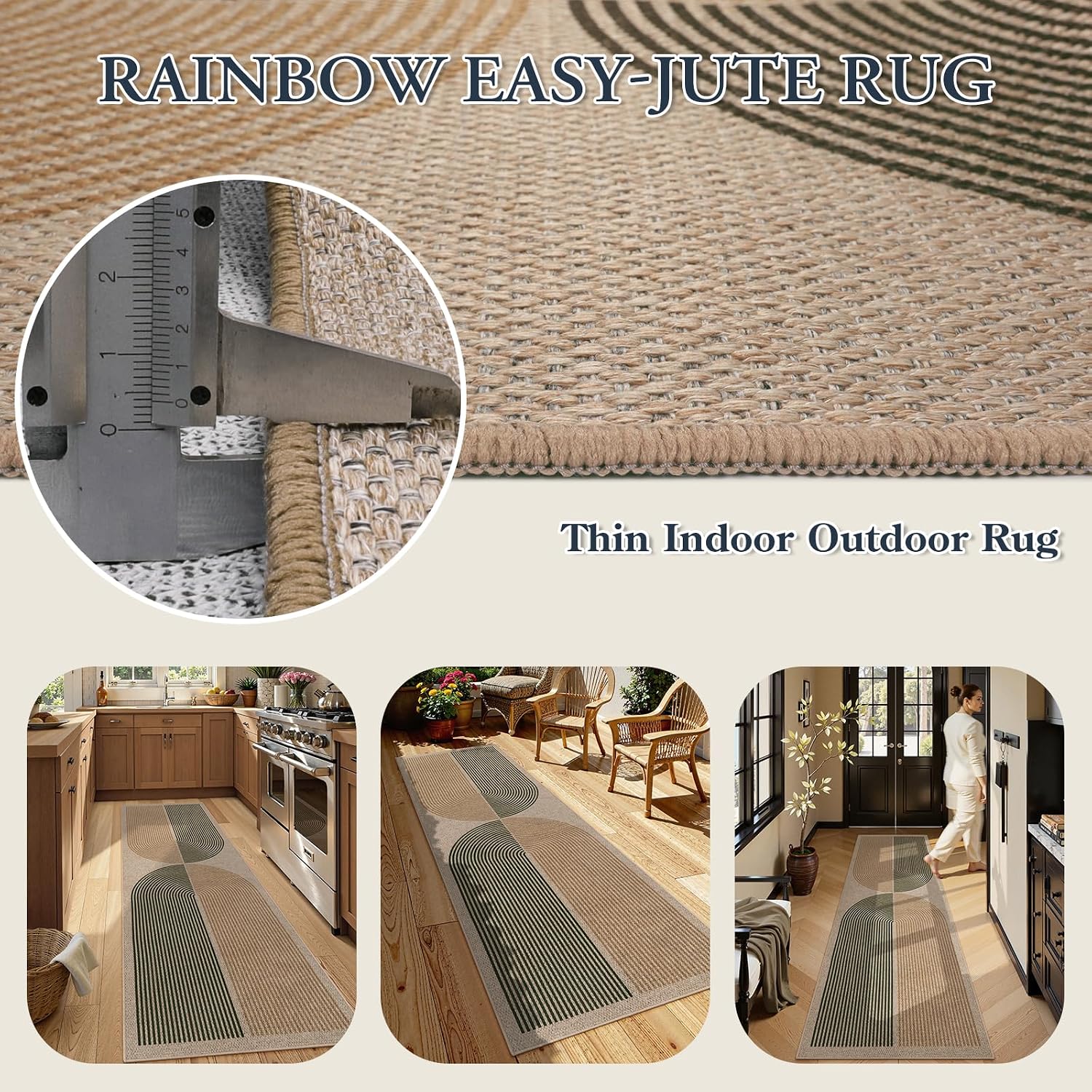 Rainbow Pattern Jute Runner Rug