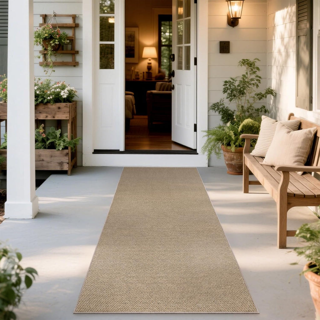 Woven Texture Brown Faux Jute Runner Rug